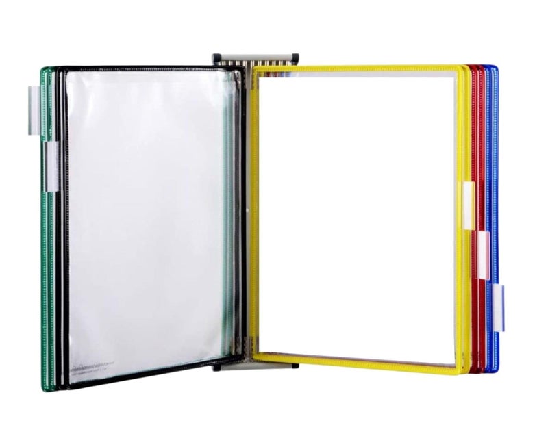 Tarifold DJOIS Wall Mount Reference System â€“ 10 Double-Sided Display Pockets â€“ Letter Size â€“ Steel Wire Frame â€“ Adjustable Tabs â€“ Made in France - Assorted (W291) - Image 1